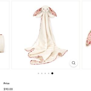Jellycat Cream Bunny Blanket with Pink Floral Ears
